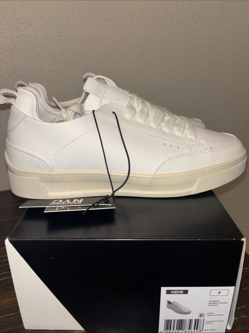 Minimalist Madden NYC White Low-Top Leather Sneakers for Men